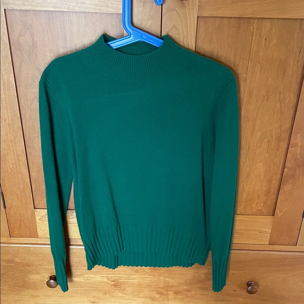 J. Crew Emerald Green Mock Neck Cashmere Sweater